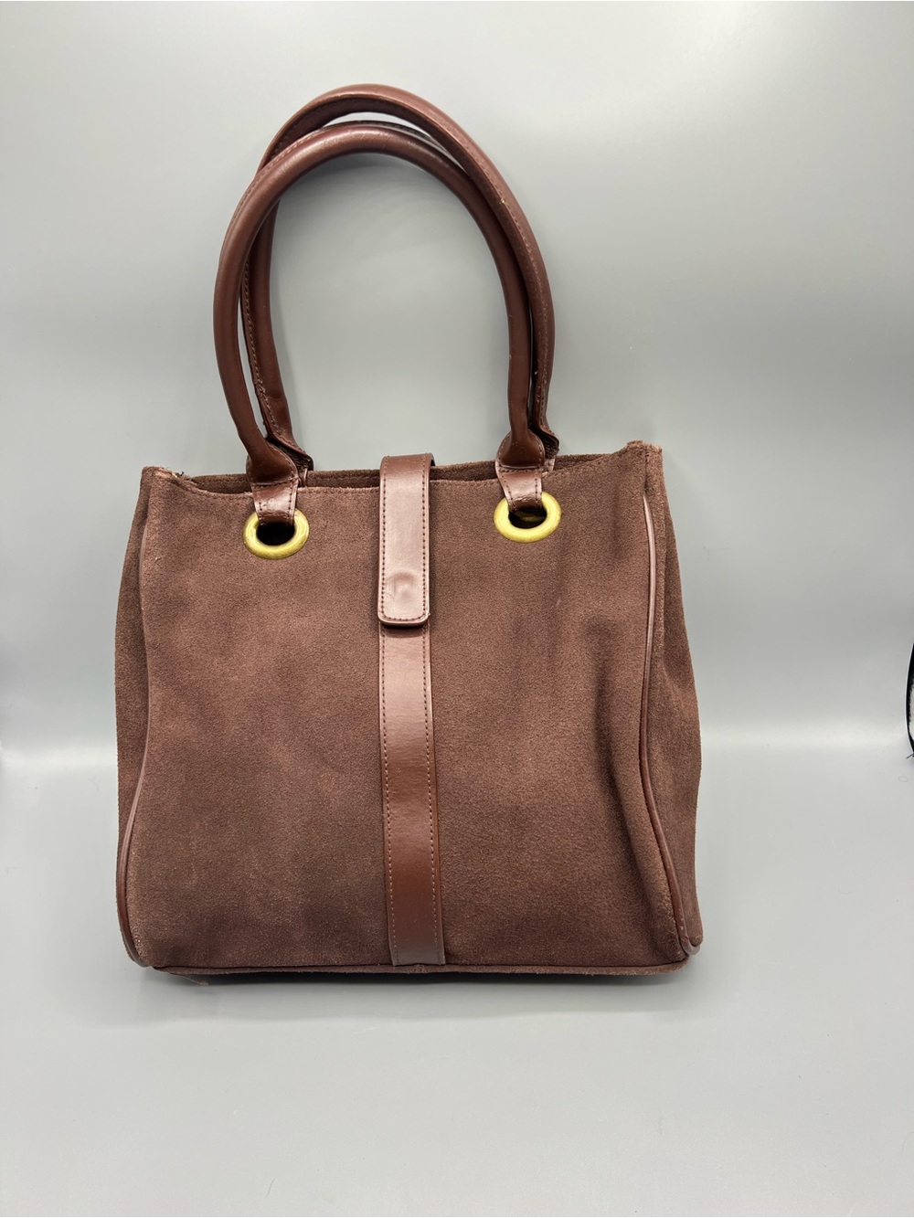 Bath & Body Works Brown Suede Tote Bag with Leather Trim